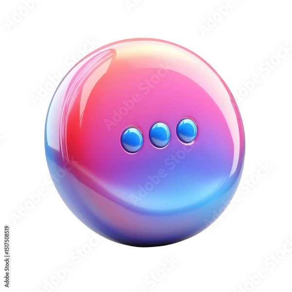 Obraz Colorful sphere with three blue dots representing digital options on transparent background