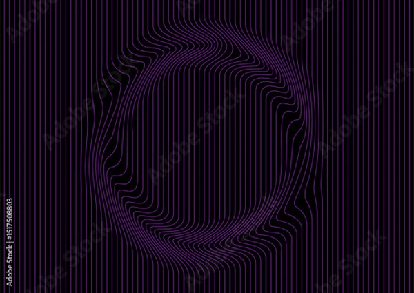 Obraz Abstract warped violet lines forming distorted circle shape, tech minimal background. Vector geometric pattern design