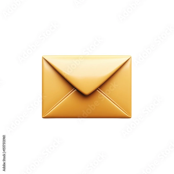 Fototapeta An inviting golden envelope symbolizing connection and anticipation of on transparent background