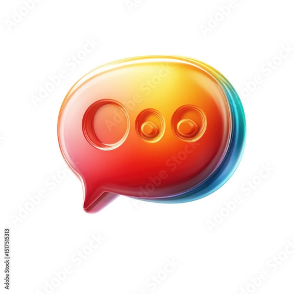 Fototapeta A glossy speech bubble icon symbolizing modern digital conversation and on transparent background