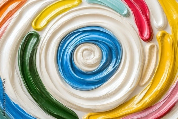 Fototapeta Colorful swirling patterns created with vibrant paint resembling abstract art in a close-up view