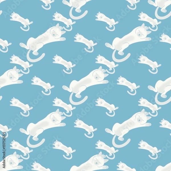 Fototapeta Picture of a brown cat lying on its back looking happy.