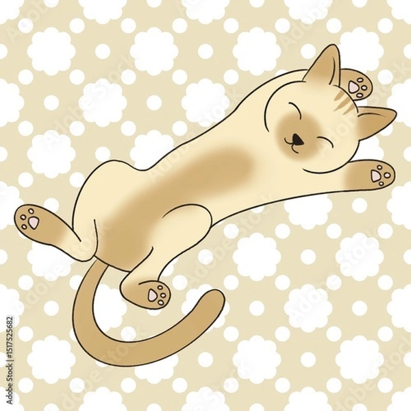 Obraz Picture of a brown cat lying on its back looking happy.