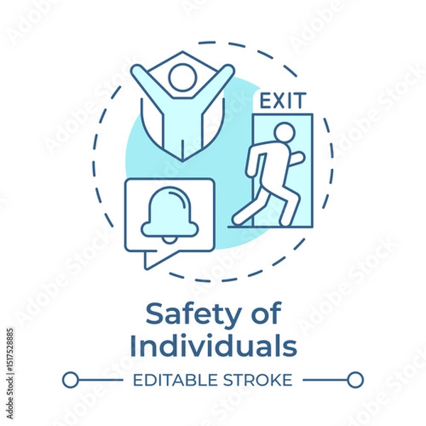 Fototapeta Safety of individuals soft blue concept icon. Benefit of physical security. Protecting people from threats. Round shape line illustration. Abstract idea. Graphic design. Easy to use in booklet
