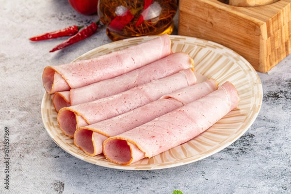 Obraz Pork ham roll snack appetiser