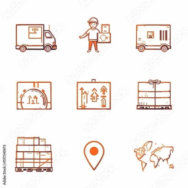 Obraz Logistics and Delivery Icon Set