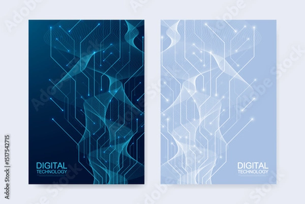 Obraz Abstract digital technology cover template design for a report and brochure, flyer, leaflets, poster, header, banner, website, presentation. Vector illustration