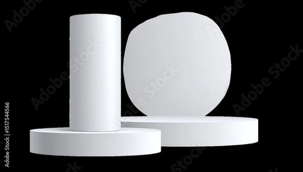 Obraz Three white, simple, geometric podiums