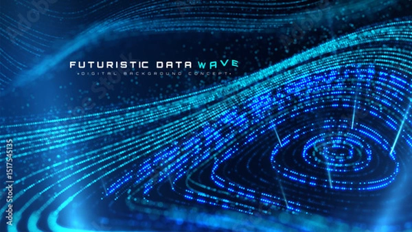 Fototapeta Big digital data design decorated with blue light in circle shape. Future technology background. Artificial intelligence theme backdrop. Vector illustration.