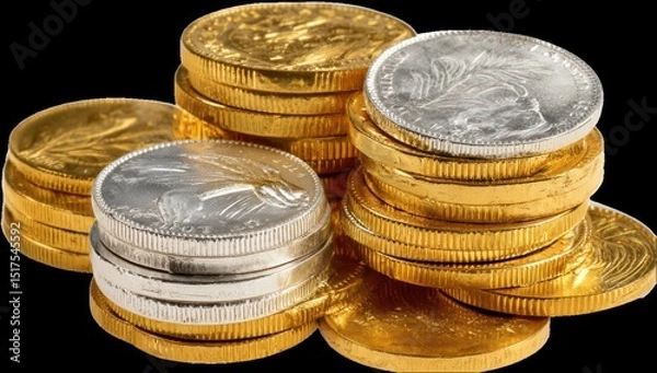 Obraz Stack of gold and silver coins (6)