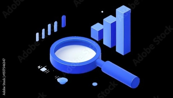 Obraz Blue magnifying glass over data visualizations