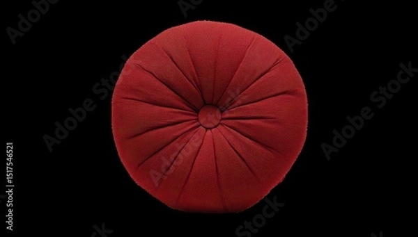 Obraz Red round cushion on black background