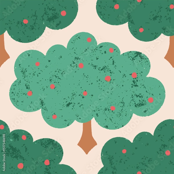 Obraz Apple tree seamless vector pattern design