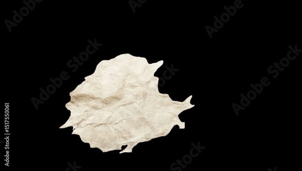 Obraz Crinkled beige paper blob on black
