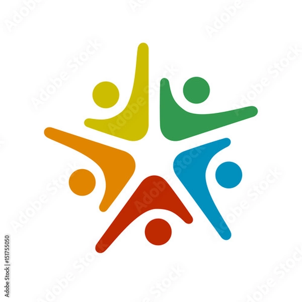 Obraz human community five people symbol