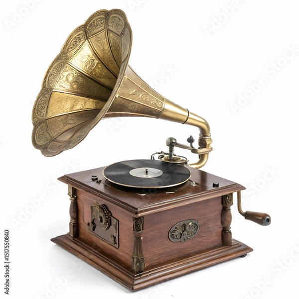 Obraz old gramophone isolated on white