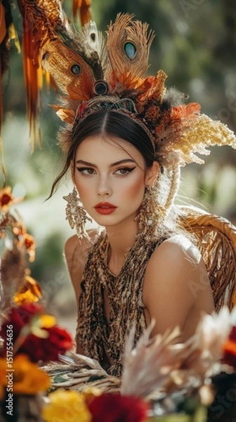 Obraz A fusion of modern and tribal rituals for a creative event honoring ancestral traditions