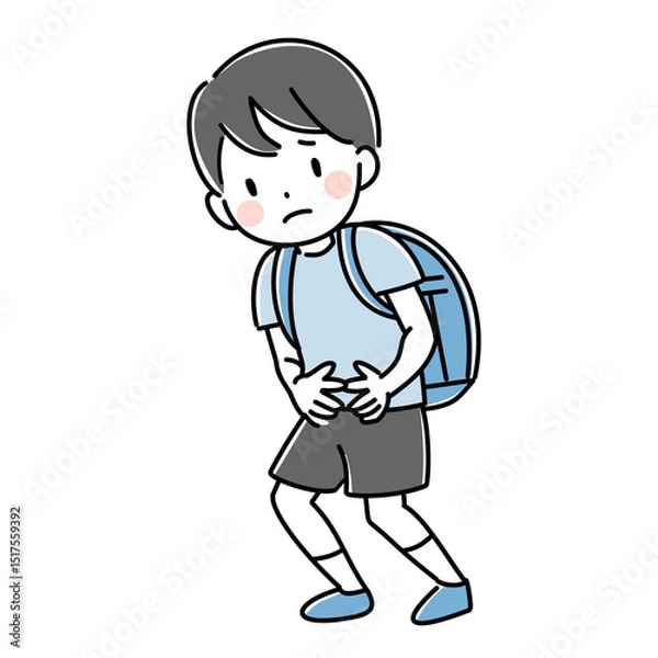 Fototapeta 不安を抱える子供のイラスト