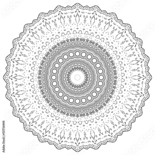 Fototapeta Round element for coloring book. Black and white mandala