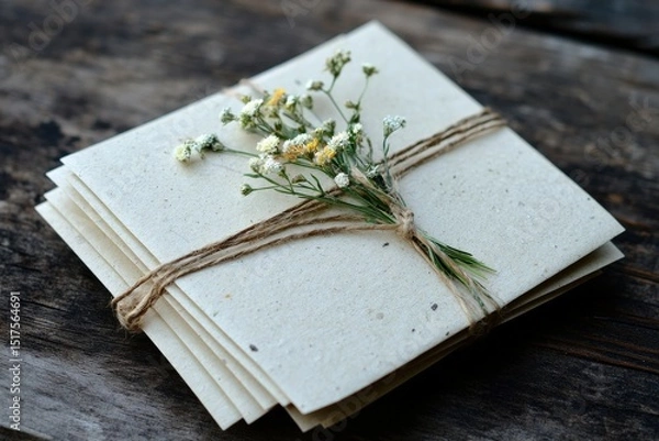 Obraz An eco-conscious wedding with recycled paper invitations, edible centerpieces, and plantable party favors