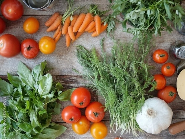 Obraz An eco-friendly dinner party using only seasonal and organic ingredients from local farms