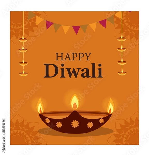 Fototapeta Happy Diwali Vector Illustration Set - Diyas, Fireworks & Festive Graphics-07