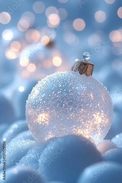 Obraz Frosted sphere ornament nestled in snowy ambiance.