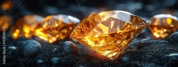 Obraz Golden gems nestled among dark stones.