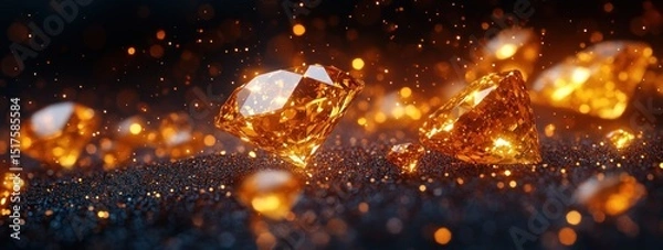 Obraz Sparkling gems amidst fiery particles