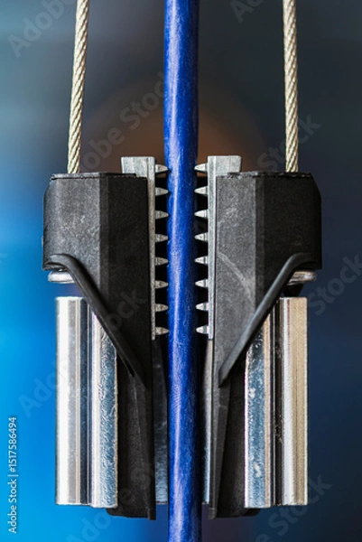 Obraz Self-locking clamp designed for suspending telecommunication and fiber optic cables with a supporting messenger wire