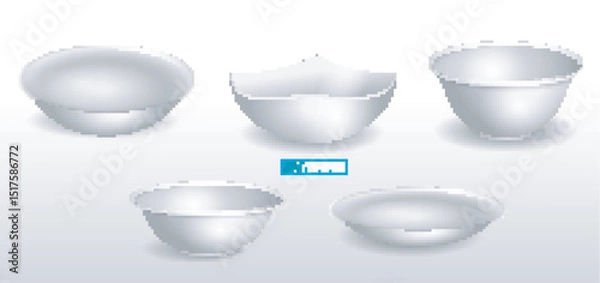 Fototapeta set of realistic blank ceramic plates or bowl dinner dish utensil or blank plate white meal for breakfast and dining. eps vector