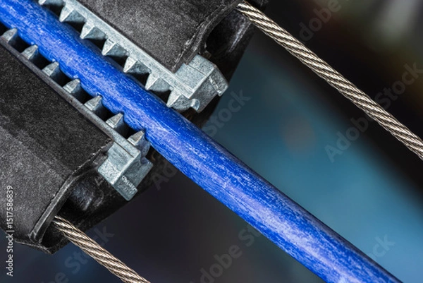 Obraz Self-locking clamp designed for suspending telecommunication and fiber optic cables with a supporting messenger wire