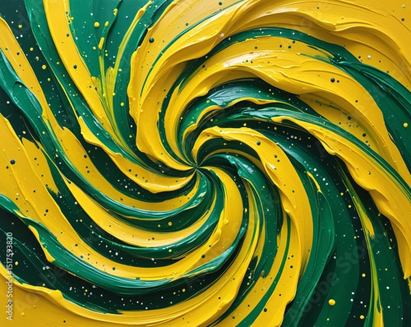 Obraz Abstract Swirling Green and Yellow Acrylic Paint Texture