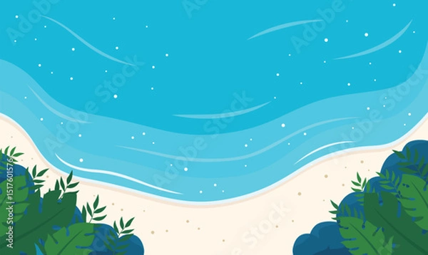 Obraz Aerial Top View of Blue Ocean Waves Gently Crashing and Rolling Onto a Peaceful Sandy Shoreline