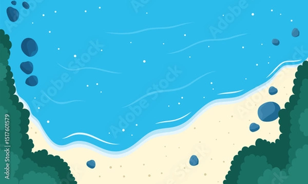 Obraz Aerial Top View of Blue Ocean Waves Gently Crashing and Rolling Onto a Peaceful Sandy Shoreline