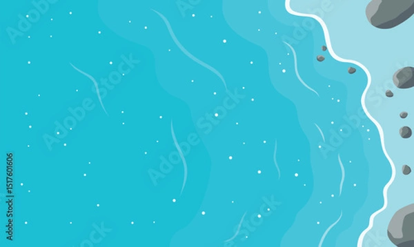 Obraz Aerial Top View of Ocean Waves Gently Crashing and Rolling Onto a Peaceful Shoreline