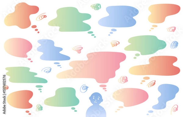 Fototapeta Worried and confused thought bubbles (Colorful Gradient)