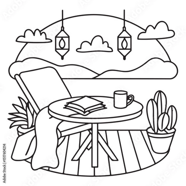 Obraz Hand drawn vector illustration, black & white design, Little corner bold & easy coloring book, Little corner bold & easy coloring pages, line art, coloring book, coloring pages, drawing book