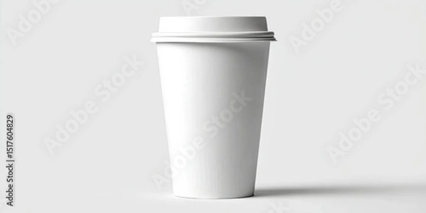 Fototapeta Elegant Minimalist White Paper Coffee Cup Against an Empty Background for Modern Design Mockups