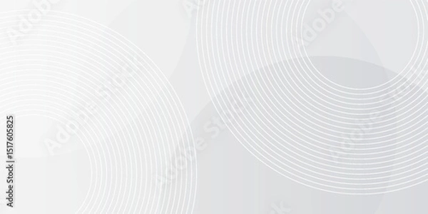 Fototapeta White geometric abstract background overlap layer on bright space with lines effect decoration. Modern graphic design element circles style concept for banner.