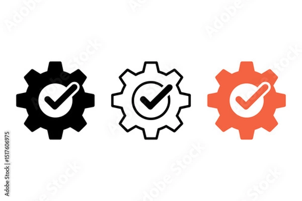 Fototapeta Gear with check mark symbol settings configuration