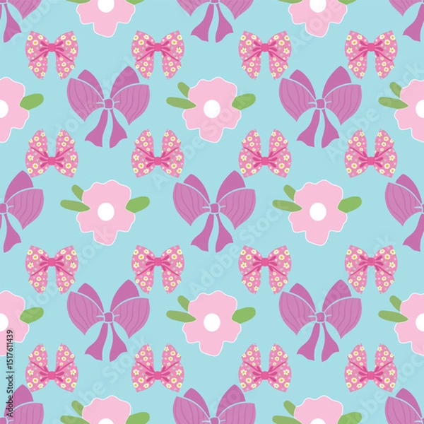Obraz Girly seamless pattern with bows and flowers design
