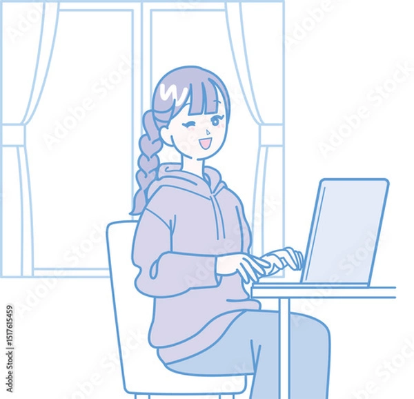 Obraz パソコン作業をしている女性