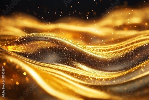 Obraz Golden sand surface with waves and dark background