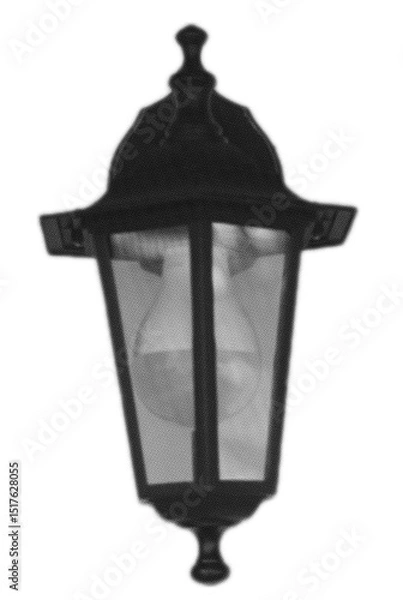 Fototapeta close up of lamp post bulb pixelate color halftone dotted texture style collage element on blue background