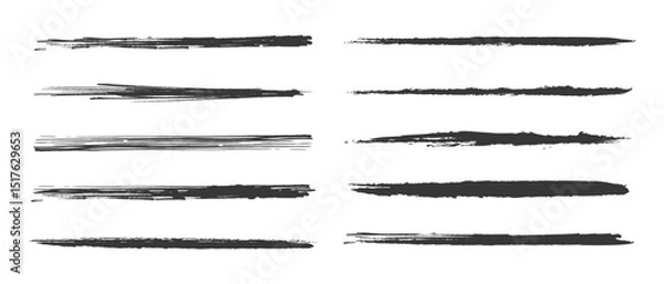 Fototapeta Set of ink splatter line textures, Vector grunge paint brushes, Vector elements isolated on white. Vector illustration.