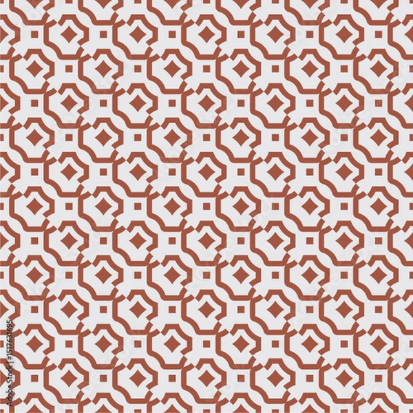 Obraz Seamless Geometric Pattern in Terracotta Brown, Abstract Moroccan Style Tile Design, Retro Lattice Background, Decorative Textile or Wallpaper Repeat for Interior and Surface Design Projects
