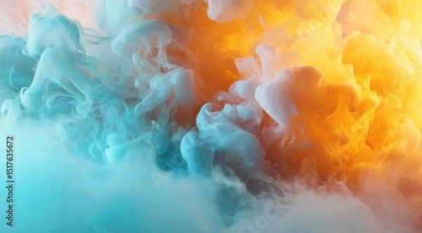Fototapeta Abstract swirling colors, aqua and orange