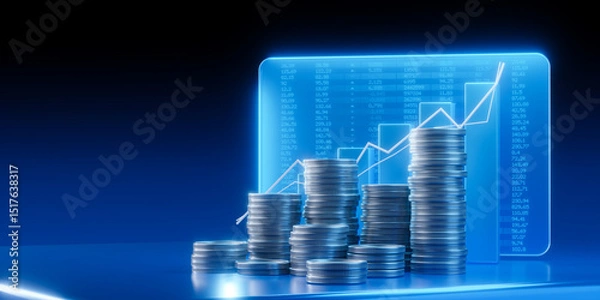 Obraz Financial Growth Chart and Coin Stacks