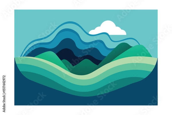 Fototapeta vector illustration of a mountain landscape